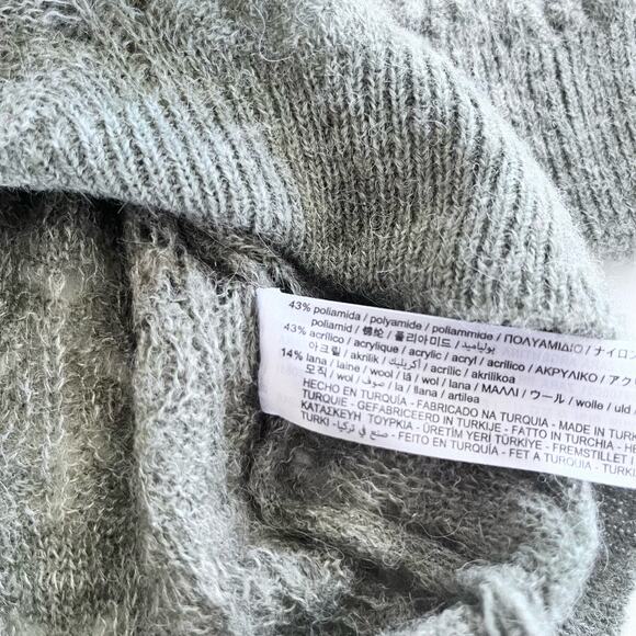 ZARA POINTELLE OPEN KNIT SWEATER Oversized Green Marl XS/S. NWT - Picture 11 of 11